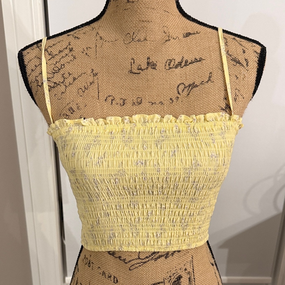 Sunny Yellow Smocked Crop Top